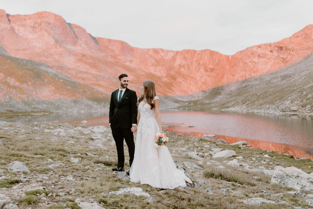 bride and groom eloping at Mt. Evans