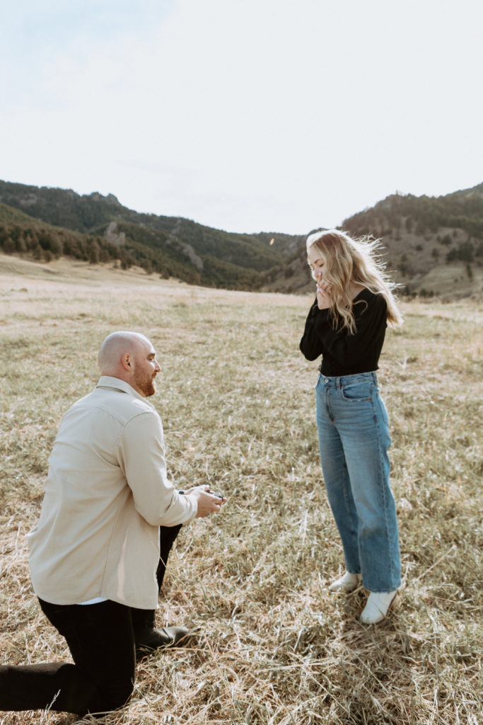 man proposing to woman in Boulder, Colorado